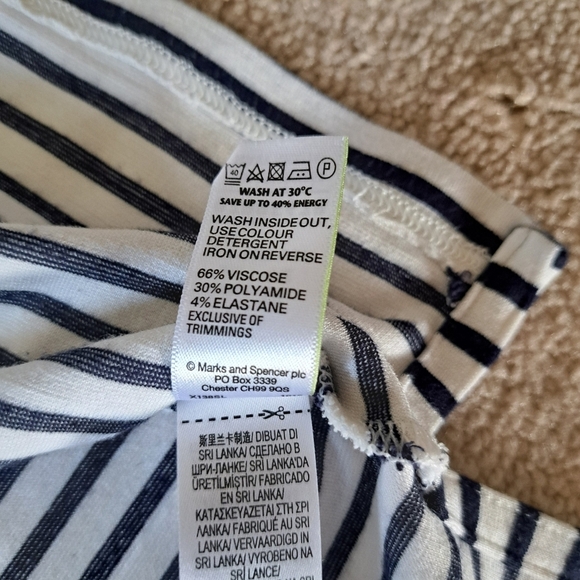Autograph Striped Top Navy White Womens Medium Large UK 14 Nautical - Picture 11 of 14